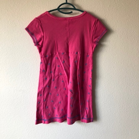 Flapdoodles Bright Pink Dress with Blue Floral Embroidery - Picture 2 of 2